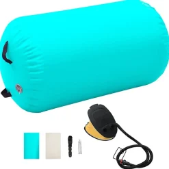 Fitness*vidaXL Gymnastiekrol met pomp opblaasbaar 100x60 cm PVC Groen