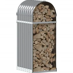 Houtkachel- & Haardaccessoires*vidaXL Haardhoutopslag 40x45x100 cm gegalvaniseerd staal Lichtgrijs