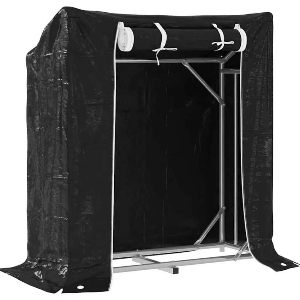 Haardhoutrek met regenhoes 100,5x40,5x110,5 cm staal>vidaXL Online