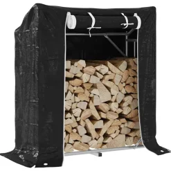 Haardhoutrek met regenhoes 100,5x40,5x110,5 cm staal>vidaXL Online