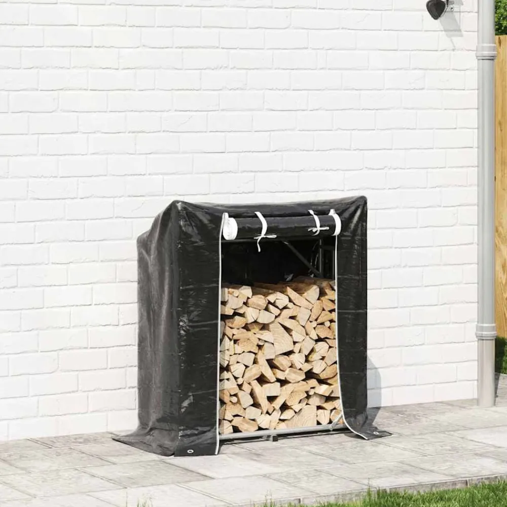 Haardhoutrek met regenhoes 100,5x40,5x110,5 cm staal>vidaXL Online