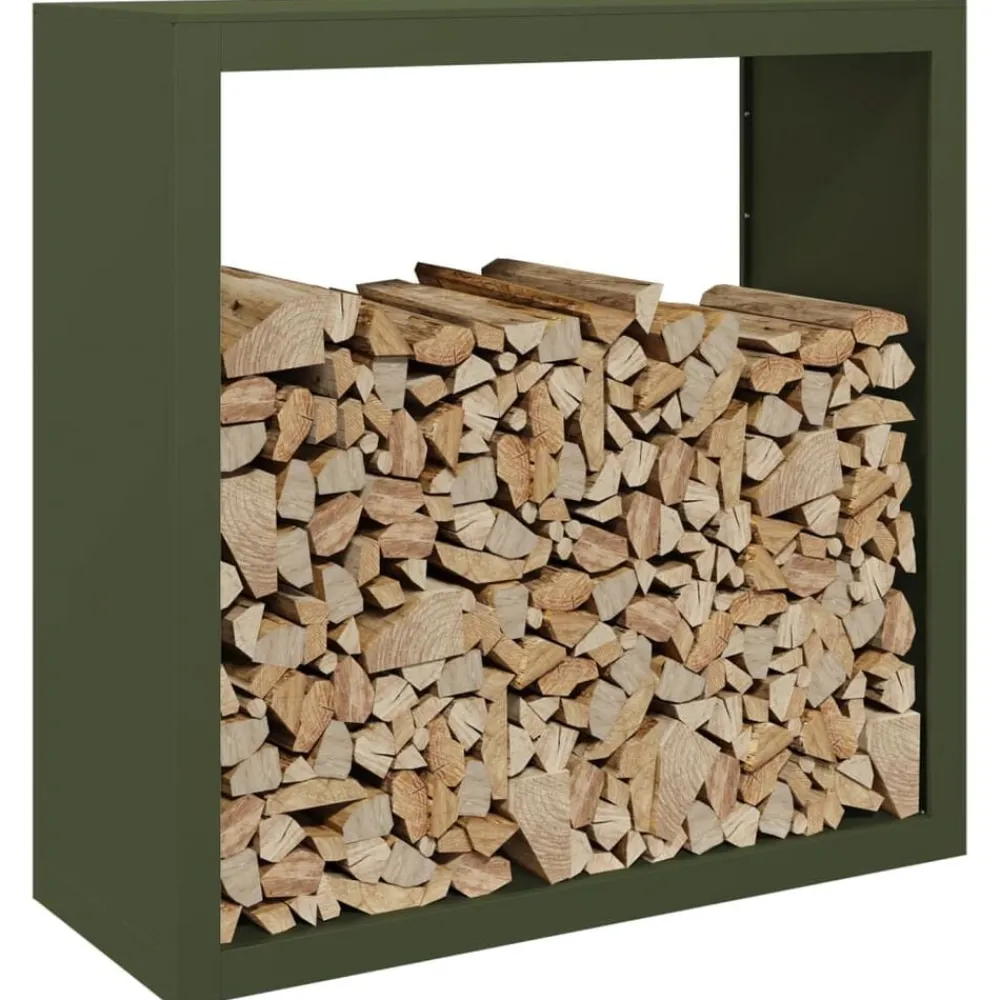 Houtkachel- & Haardaccessoires*vidaXL Haardhoutrek 100x40x100 cm staal groen Staal/Groen