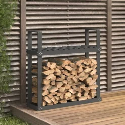 Haardhoutrek 110x35x108,5 cm massief grenenhout grijs>vidaXL Hot