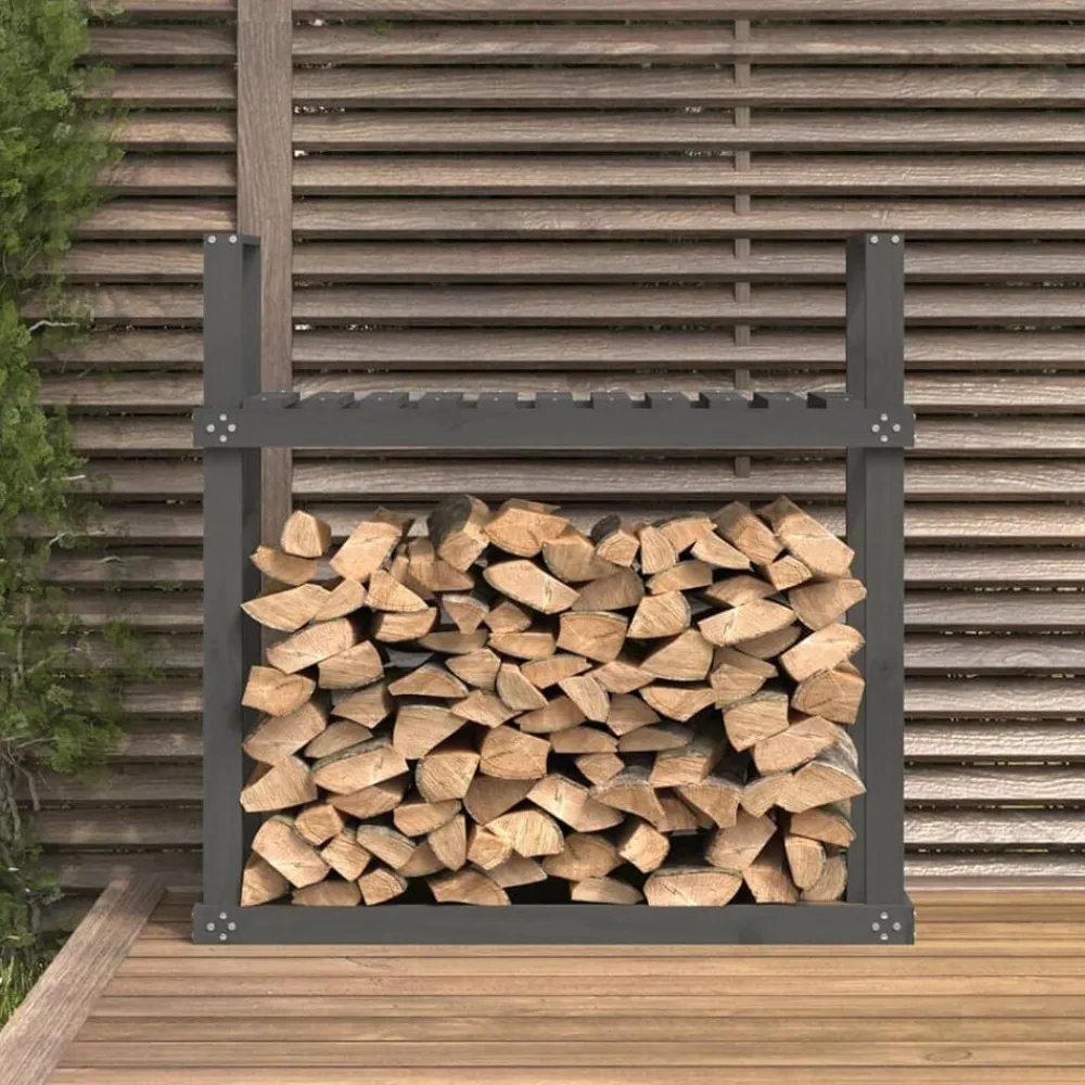 Haardhoutrek 110x35x108,5 cm massief grenenhout grijs>vidaXL Hot