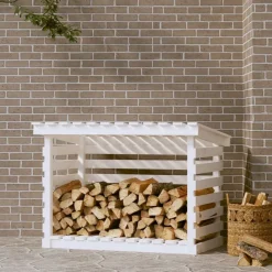 Houtkachel- & Haardaccessoires*vidaXL Haardhoutrek 108x73x79 cm massief grenenhout Wit