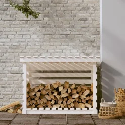 Houtkachel- & Haardaccessoires*vidaXL Haardhoutrek 108x73x79 cm massief grenenhout Wit