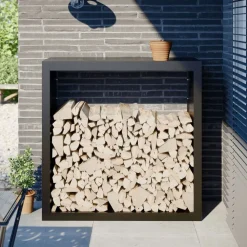 Houtkachel- & Haardaccessoires*vidaXL Haardhoutrek 100x40x100 cm staal zwart Staal/Zwart
