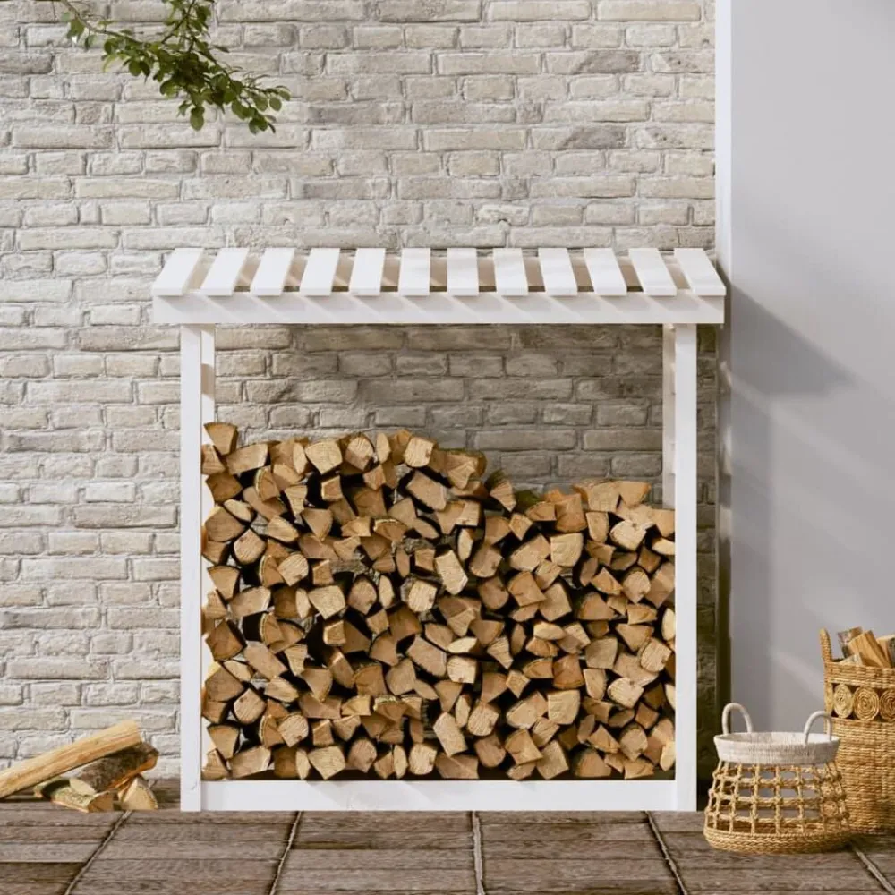 Houtkachel- & Haardaccessoires*vidaXL Haardhoutrek 108x64,5x110 cm massief grenenhout Wit