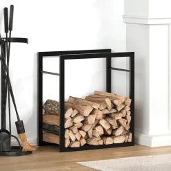 Houtkachel- & Haardaccessoires*vidaXL Haardhoutrek 50x28x56 cm staal mat Zwart