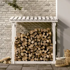 Houtkachel- & Haardaccessoires*vidaXL Haardhoutrek 108x64,5x109 cm massief grenenhout Wit