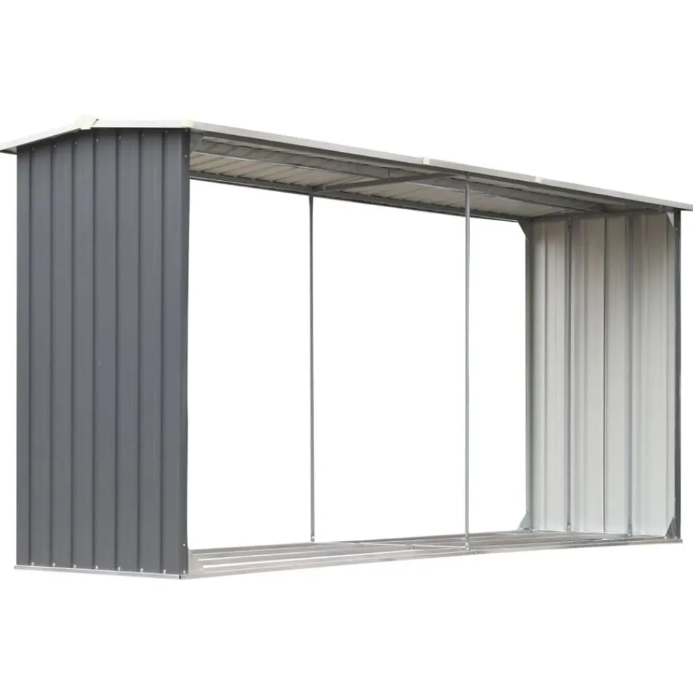 Houtkachel- & Haardaccessoires*vidaXL Haardhoutschuur 330x92x153 cm gegalvaniseerd staal Grijs