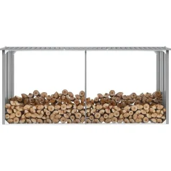 Houtkachel- & Haardaccessoires*vidaXL Haardhoutschuur 330x92x153 cm gegalvaniseerd staal Grijs