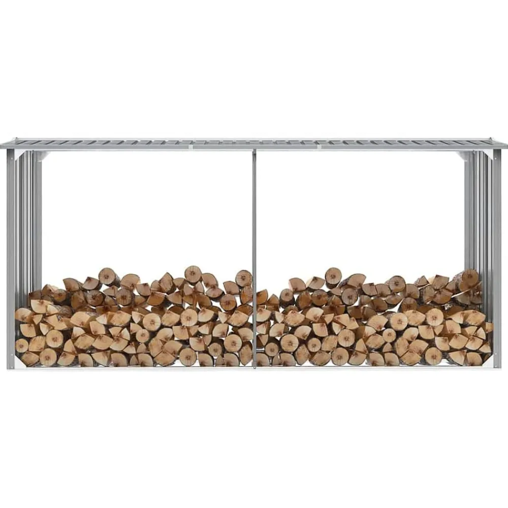 Houtkachel- & Haardaccessoires*vidaXL Haardhoutschuur 330x92x153 cm gegalvaniseerd staal Grijs
