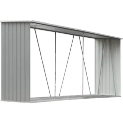 Houtkachel- & Haardaccessoires*vidaXL Haardhoutschuur 330x84x152 cm gegalvaniseerd staal Grijs