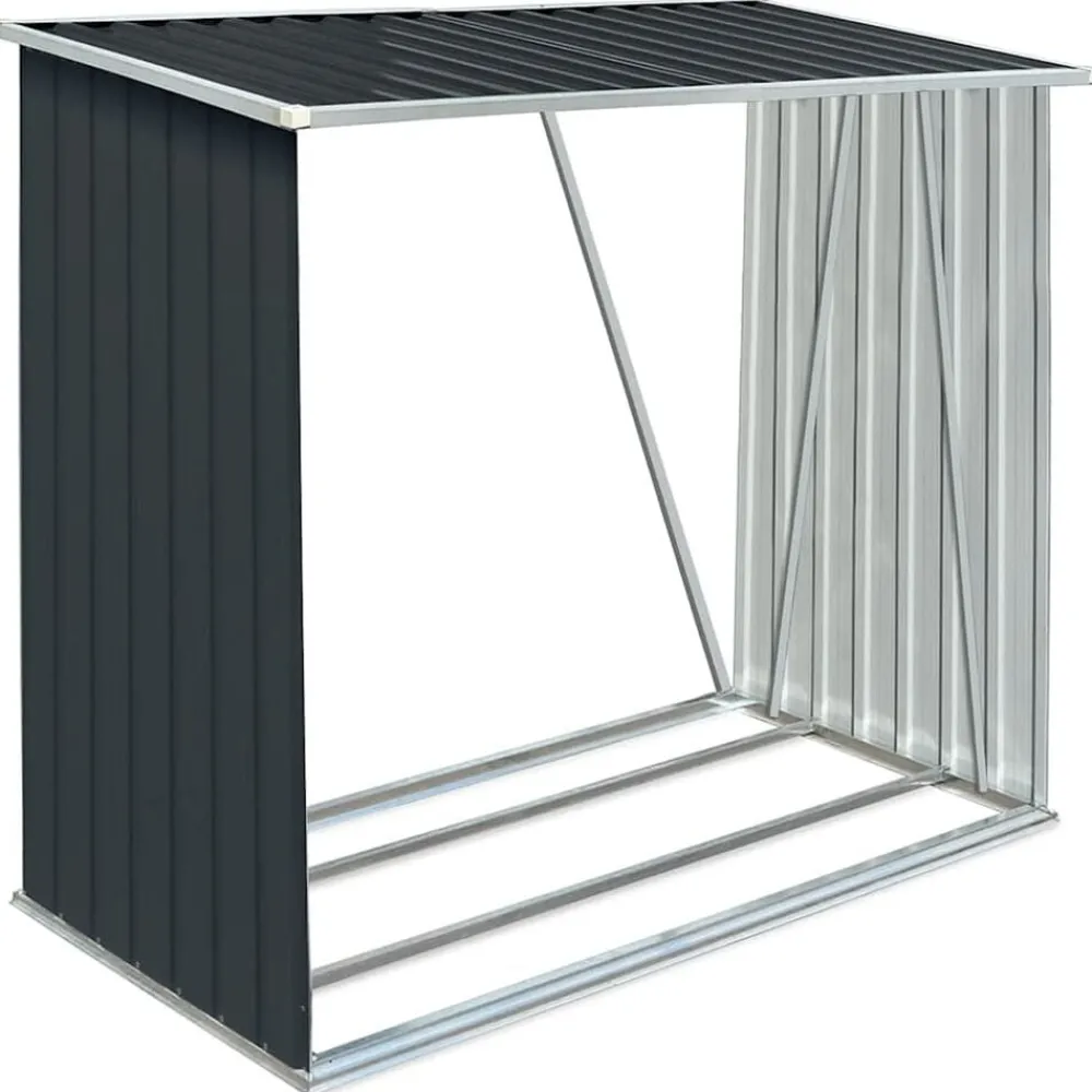 Houtkachel- & Haardaccessoires*vidaXL Haardhoutschuur 163x83x154 cm gegalvaniseerd staal Antraciet