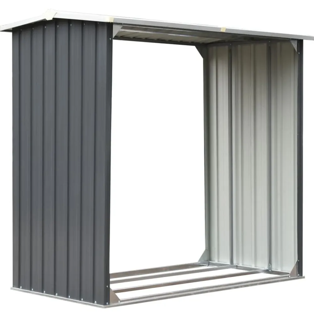 Houtkachel- & Haardaccessoires*vidaXL Haardhoutschuur 172x91x154 cm gegalvaniseerd staal Grijs