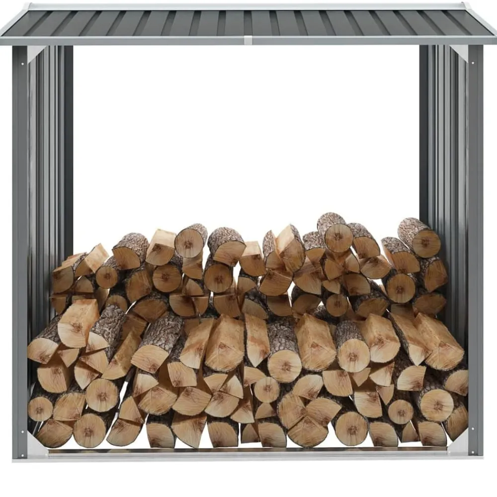 Houtkachel- & Haardaccessoires*vidaXL Haardhoutschuur 172x91x154 cm gegalvaniseerd staal Grijs