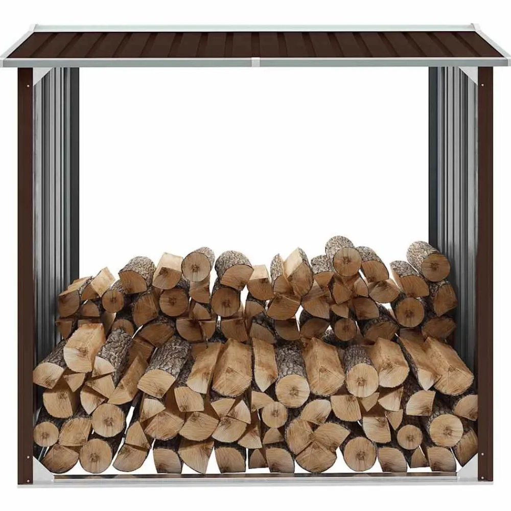 Houtkachel- & Haardaccessoires*vidaXL Haardhoutschuur 172x91x154 cm gegalvaniseerd staal Bruin
