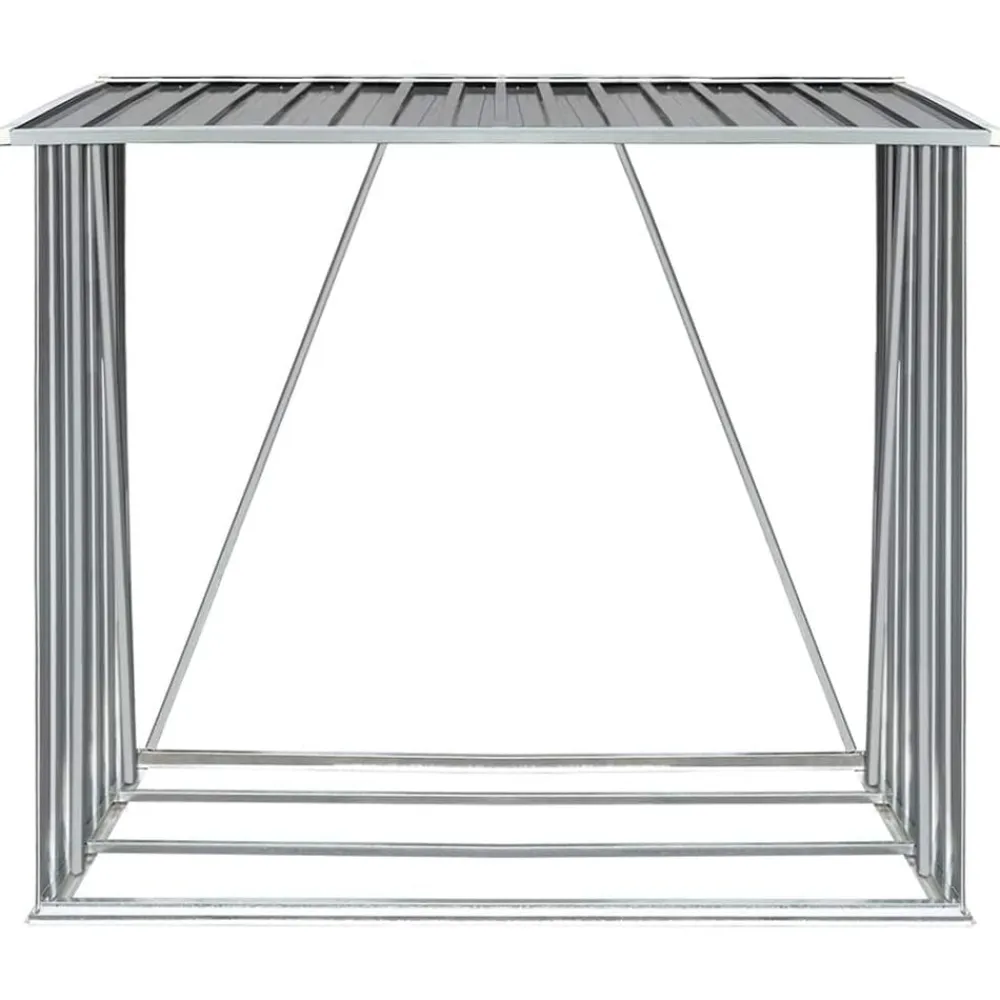 Houtkachel- & Haardaccessoires*vidaXL Haardhoutschuur 163x83x154 cm gegalvaniseerd staal Grijs
