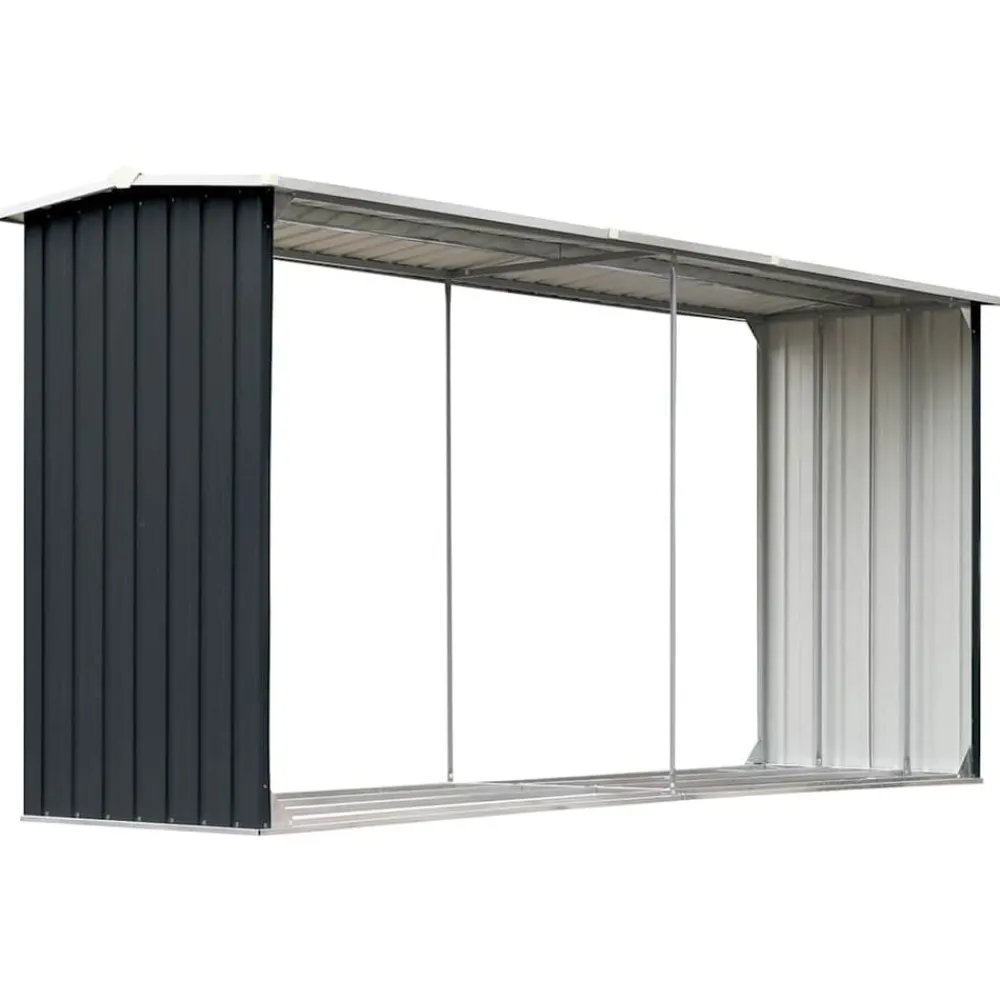 Houtkachel- & Haardaccessoires*vidaXL Haardhoutschuur 330x92x153 cm gegalvaniseerd staal Antraciet