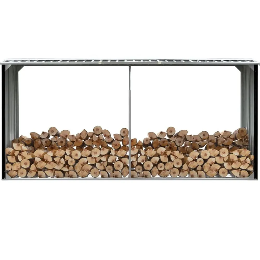 Houtkachel- & Haardaccessoires*vidaXL Haardhoutschuur 330x92x153 cm gegalvaniseerd staal Antraciet