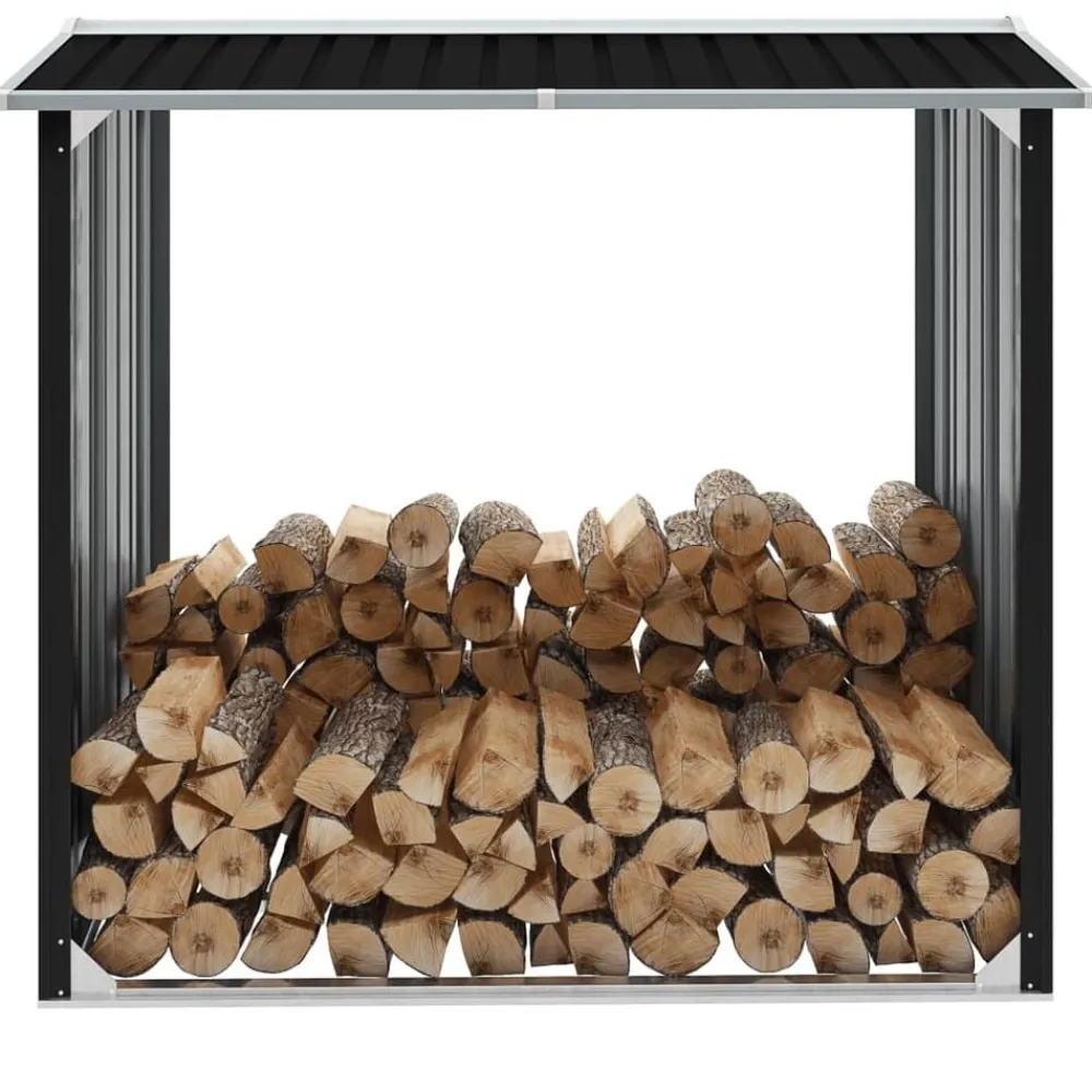 Houtkachel- & Haardaccessoires*vidaXL Haardhoutschuur 172x91x154 cm gegalvaniseerd staal Antraciet