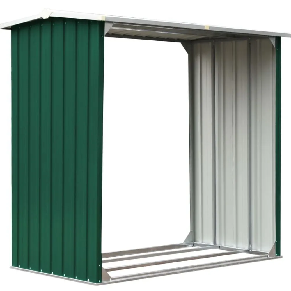 Houtkachel- & Haardaccessoires*vidaXL Haardhoutschuur 172x91x154 cm gegalvaniseerd staal Groen