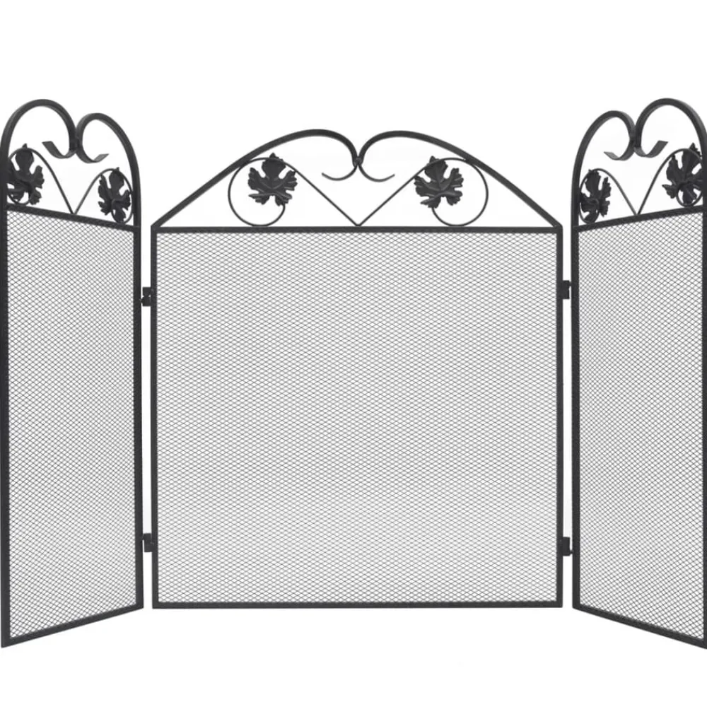 Houtkachel- & Haardaccessoires*vidaXL Haardscherm 3 panelen ijzer zwart