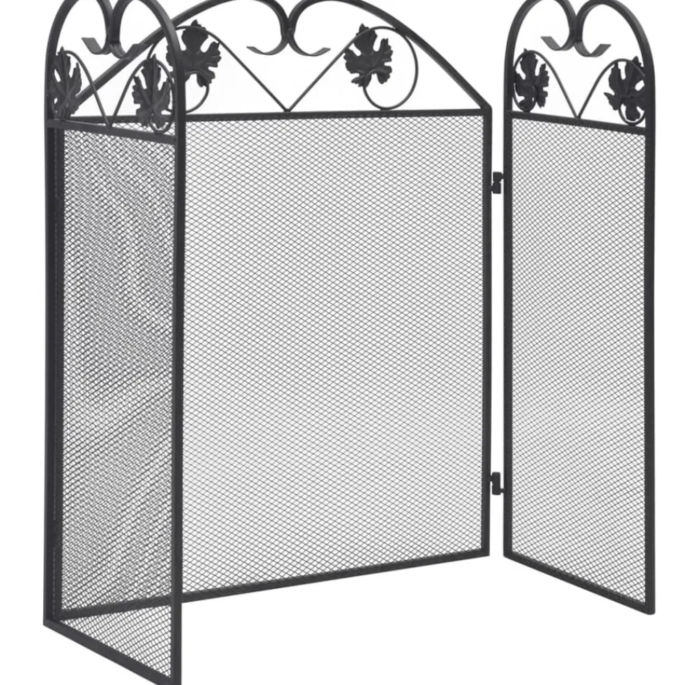 Houtkachel- & Haardaccessoires*vidaXL Haardscherm 3 panelen ijzer zwart