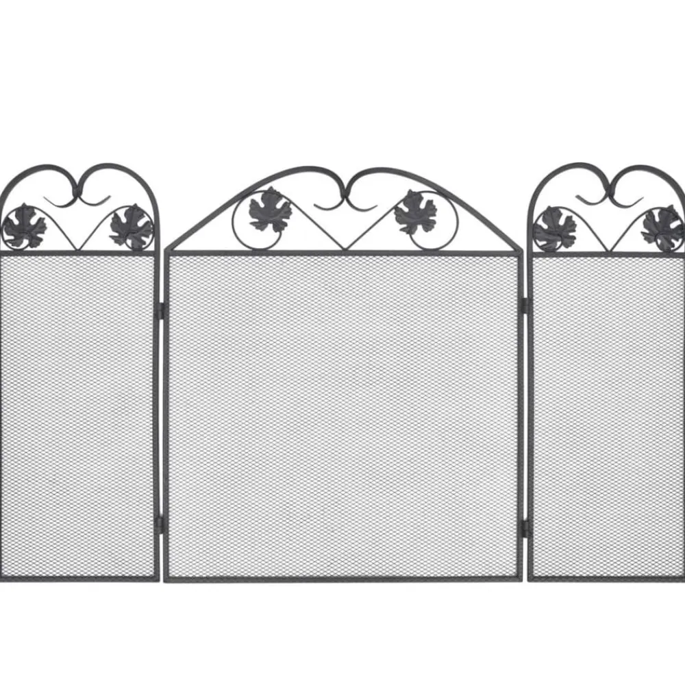 Houtkachel- & Haardaccessoires*vidaXL Haardscherm 3 panelen ijzer zwart