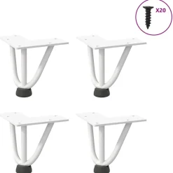 Tafelaccessoires*vidaXL Haarnadelpoten voor Salontafel 4 st 10 cm massief staal Wit