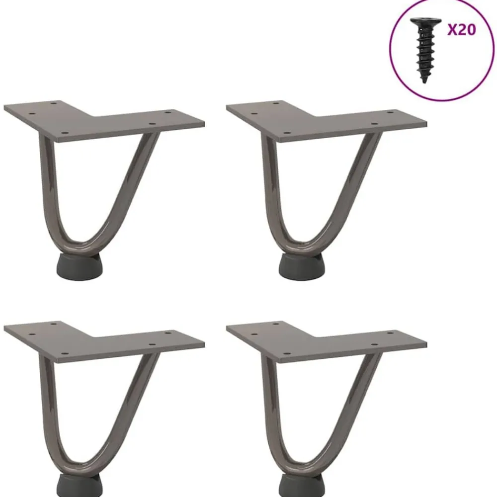 Tafelaccessoires*vidaXL Haarnadelpoten voor Salontafel 4 st 10 cm massief staal Naturel
