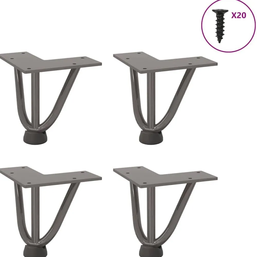 Tafelaccessoires*vidaXL Haarnadelpoten voor Salontafel 4 st 10 cm massief staal Naturel