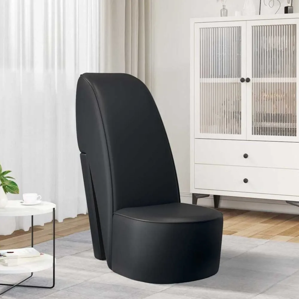 Stoelen*vidaXL Hakstoel kunstleer Zwart