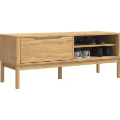 Bankjes*vidaXL Hal bank FLORO 115 x 40 x 45 cm Massief Vurenhout Wasbruin