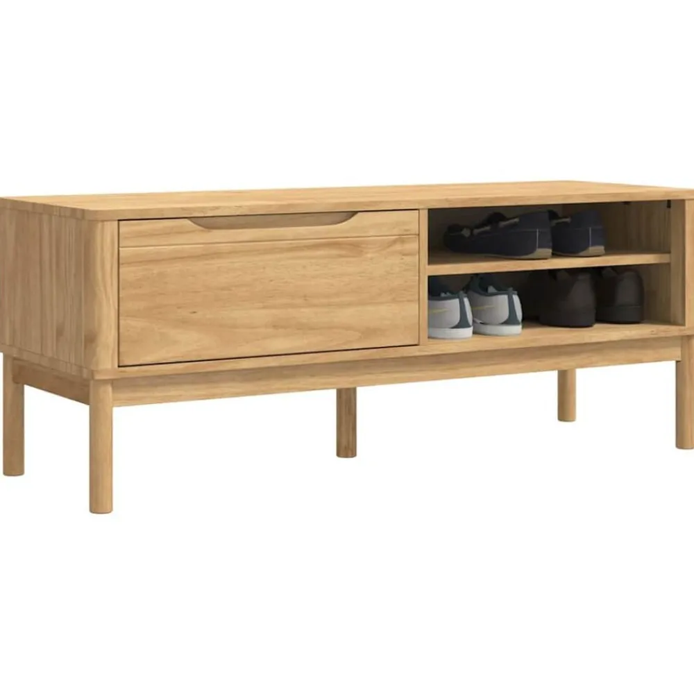 Bankjes*vidaXL Hal bank FLORO 115 x 40 x 45 cm Massief Vurenhout Wasbruin