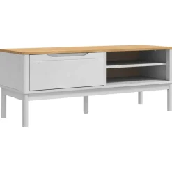 Bankjes*vidaXL Hal bank met lade FLORO 115 x 40 x 45 cm Massief Vurenhout Wit