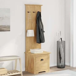 Bankjes*vidaXL hal kast BODO 50 x 40 x 156,7 cm Bewerkt hout Honingbruin
