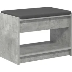 Bankjes*vidaXL Halbank met kussen met plank Beton Grijs 63 x 38 x 45 cm