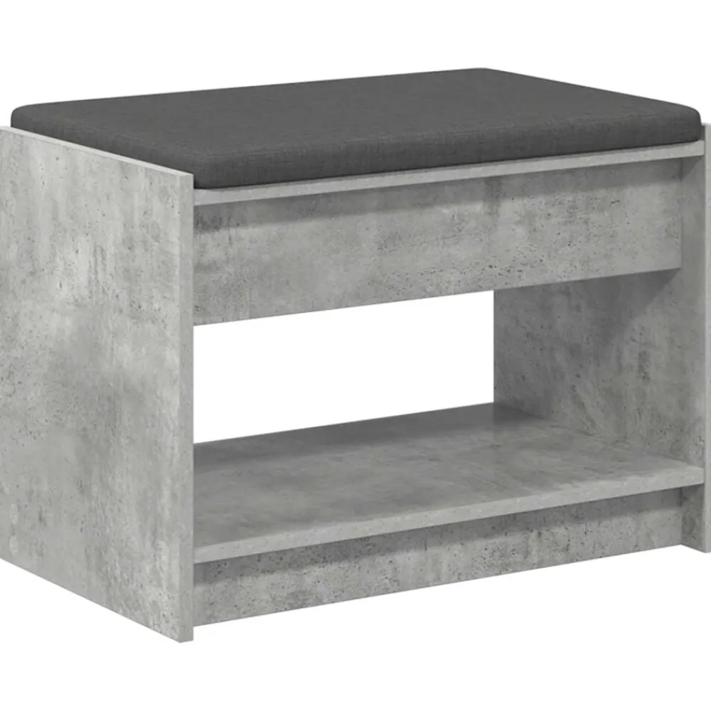 Bankjes*vidaXL Halbank met kussen met plank Beton Grijs 63 x 38 x 45 cm