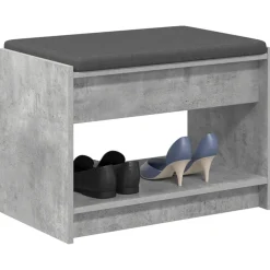 Bankjes*vidaXL Halbank met kussen met plank Beton Grijs 63 x 38 x 45 cm