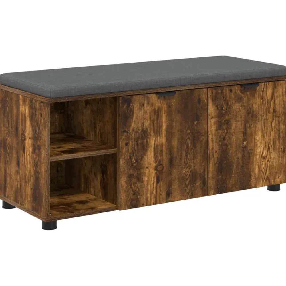 Halbank met kussen met plank Gerookte Eik 100 x 38 x 46 cm>vidaXL Clearance