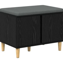 Halbank met kussen met opslag Zwarte Eik 60 x 38 x 46 cm>vidaXL Clearance
