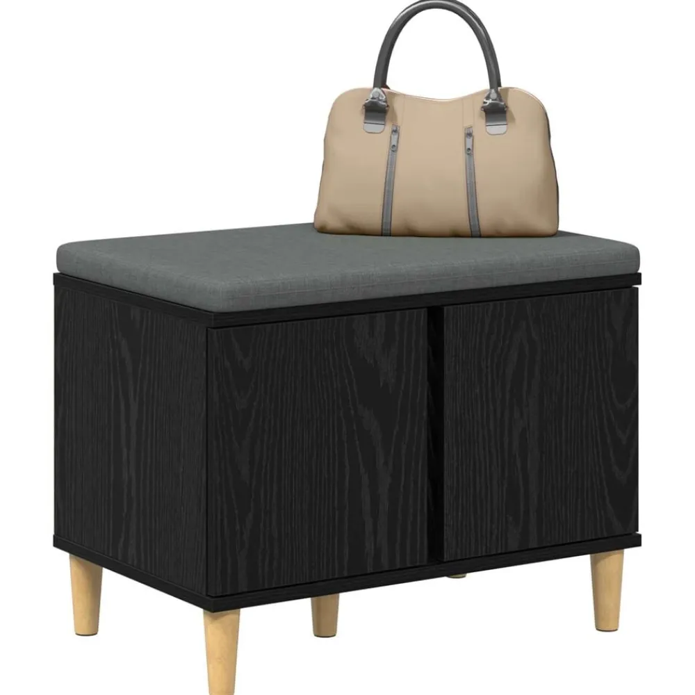 Halbank met kussen met opslag Zwarte Eik 60 x 38 x 46 cm>vidaXL Clearance