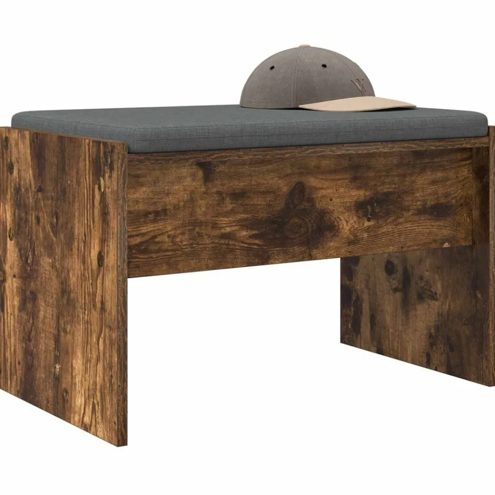 Bankjes*vidaXL Halbank met kussen 63 x 38 x 40 cm Gerookt eiken
