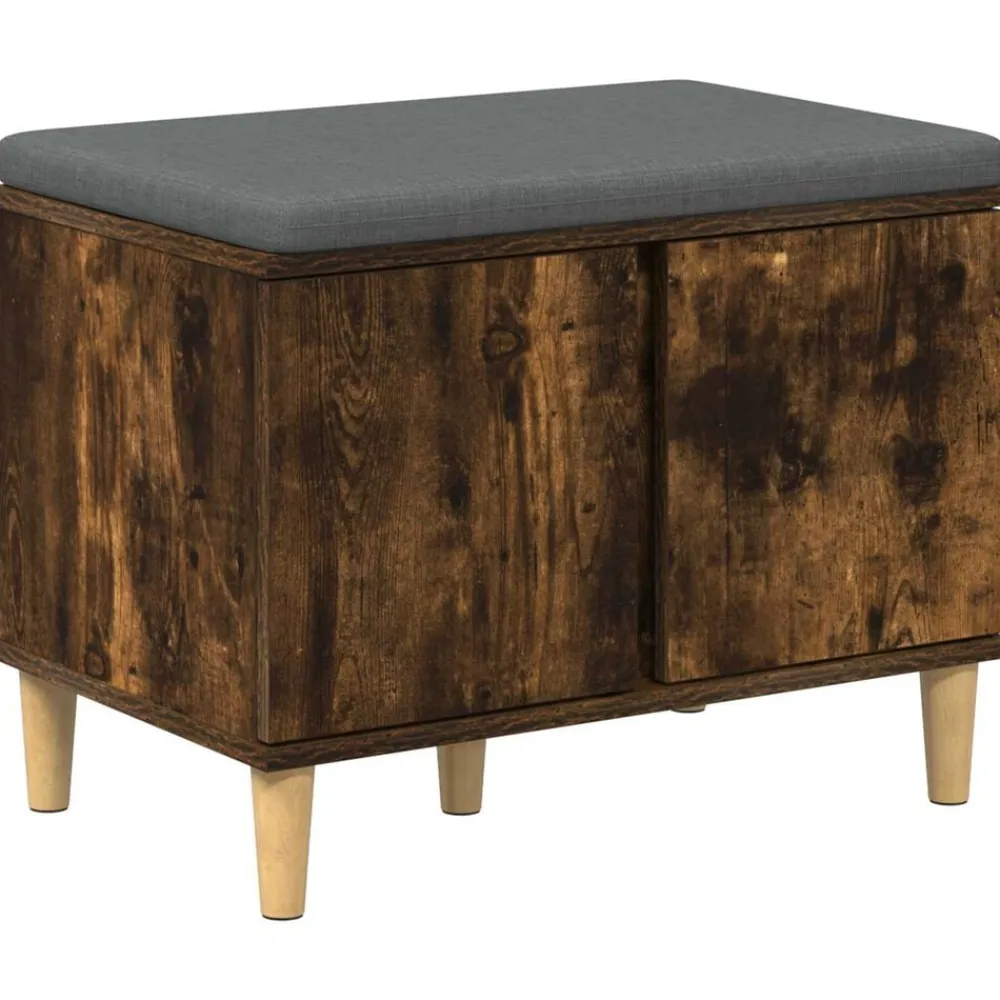 Bankjes*vidaXL Halbank met kussen met opslag Gerookte Eik 60 x 38 x 46 cm Gerookt eiken