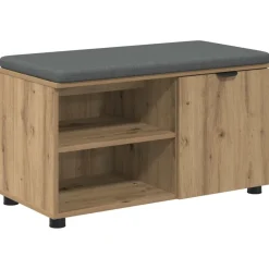 Bankjes*vidaXL Halbank met kussen met plank Artisan Eik 80 x 38 x 46 cm artisanaal eikenkleurig
