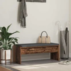 Halbank met kussen Oudhout 103 x 38 x 40 cm>vidaXL New