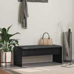 Bankjes*vidaXL Halbank met kussen 103 x 38 x 40 cm Zwart eiken