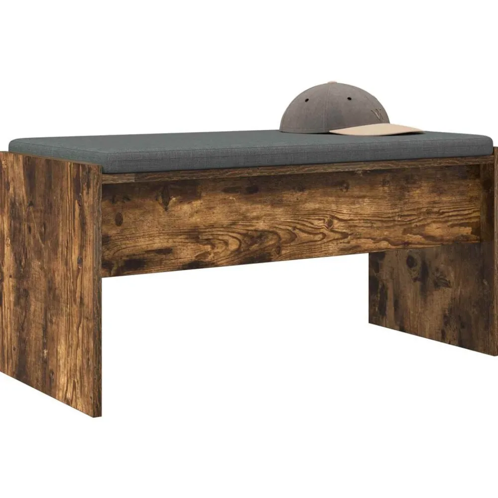 Bankjes*vidaXL Halbank met kussen 83 x 38 x 40 cm Gerookt eiken